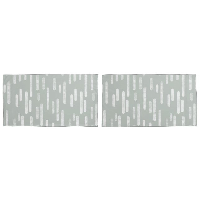 Housse D'oreillers Motif Lignes arrondies | Gris vert et blanc (devant-Set)