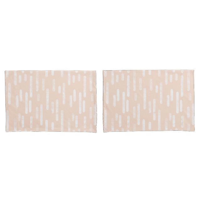 Housse D'oreillers Motif Lignes arrondies | Pêche pâle et blanc (devant-Set)