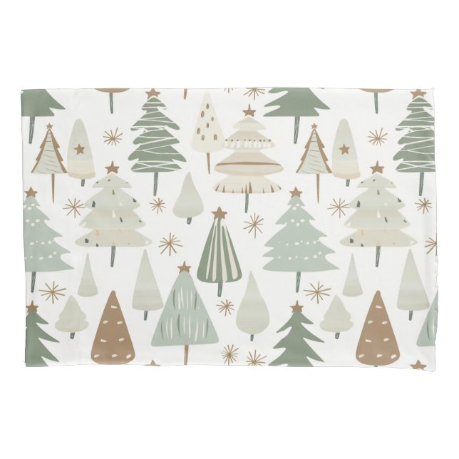 Housse D'oreillers Motif marron des arbres de Noël modernes (devant)