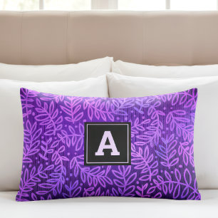 Housse D'oreillers Motif mauve ombre feuille monogramme audacieux mod