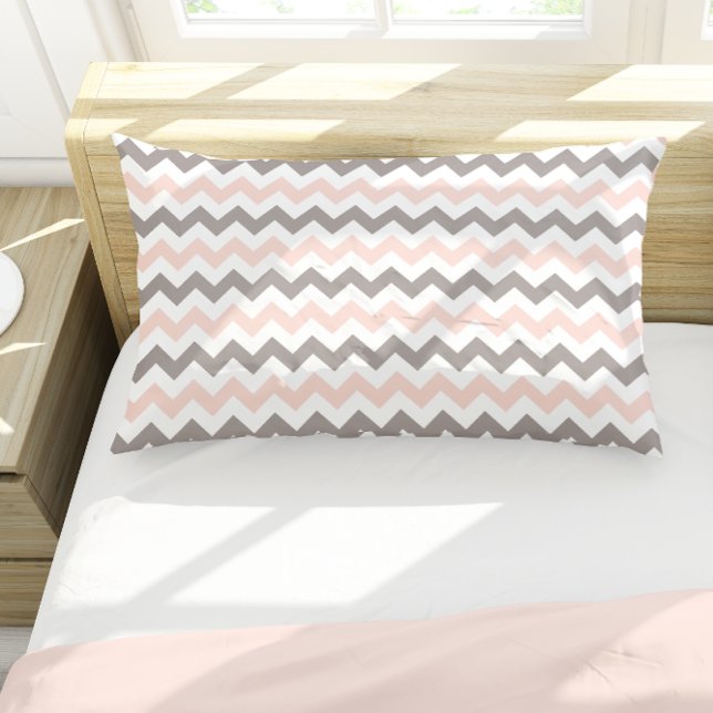 Housse D'oreillers Motif moderne Blush rose Grey Chevron (Créateur téléchargé)