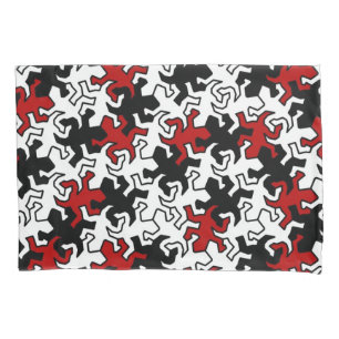 Housse D'oreillers Motif Mosaic Geckos - rouge noir blanc