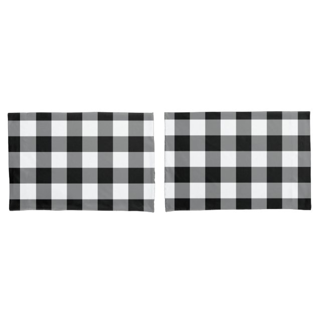 Housse D'oreillers Motif noir et blanc de guingan (devant-Set)