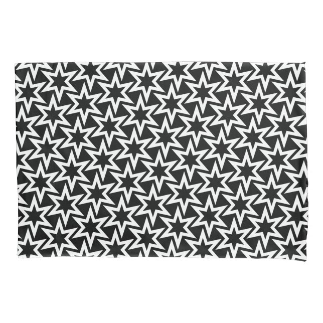 Housse D'oreillers Motif noir et blanc | Motif étoile géométrique (devant)