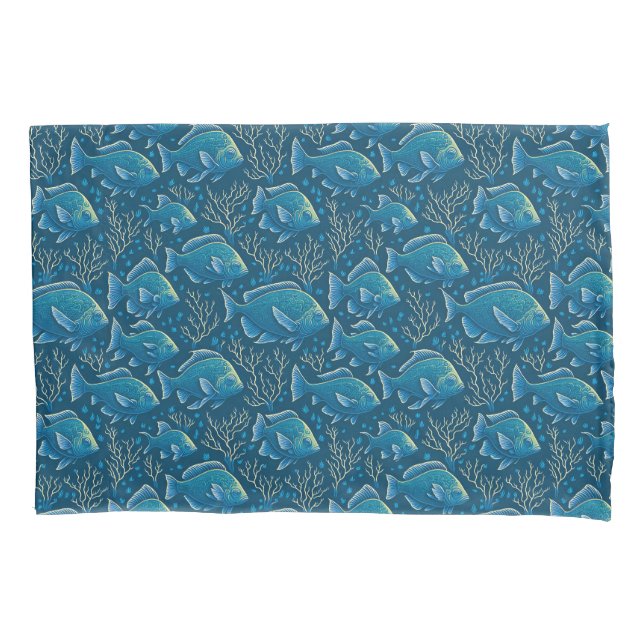 Housse D'oreillers Motif Poisson Bleu (devant)