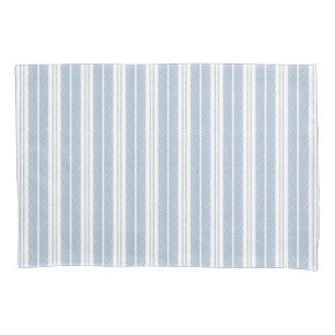 Housse D'oreillers Motif rayé à chevrons bleu doux et fougère