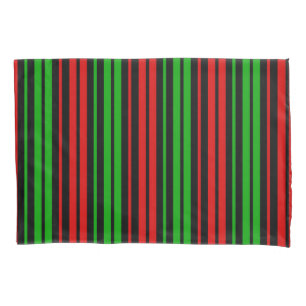 Housse D'oreillers Motif rayures vertes rouges noires