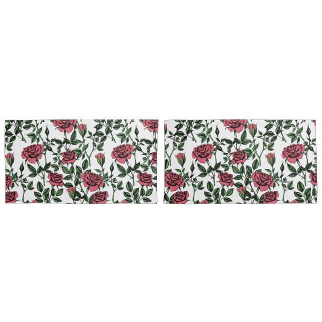 Housse D'oreillers motif rose (devant-Set)
