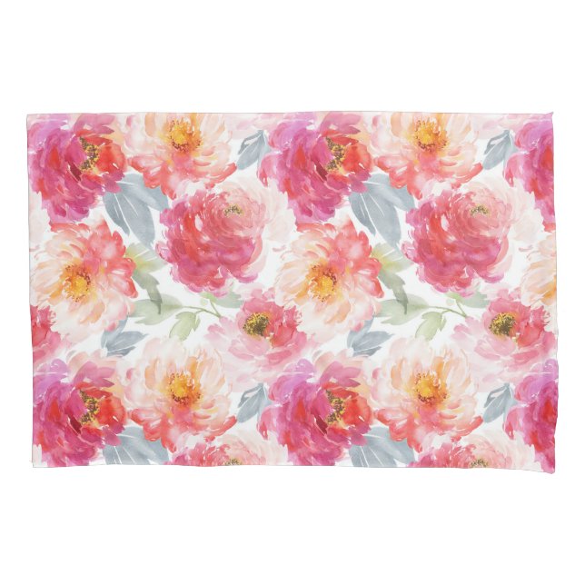 Housse D'oreillers Motif rose Aquarelle Peony (devant)