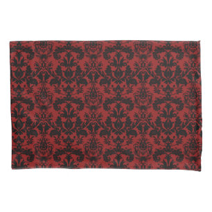 Housse D'oreillers Motif rouge et noir de damassé