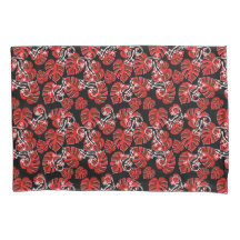 Motif Rouge Et Noir - Geckos Et Feuilles