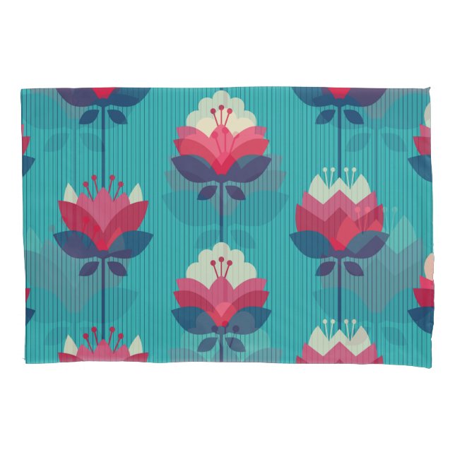 Housse D'oreillers Motif sans couture rétro à fleurs. (devant)