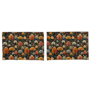 Housse D'oreillers Motif sombre feuilles d'automne orange arbre forêt