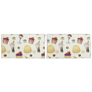 Housse D'oreillers Motif sucré avec des desserts variés.
