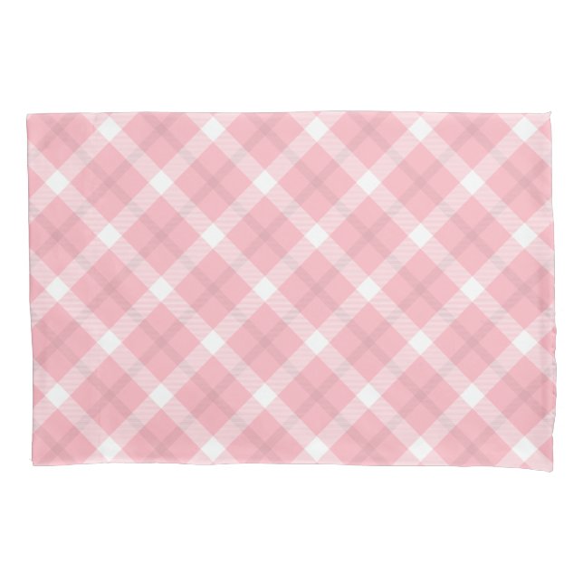Housse D'oreillers Motif Tartan Rose Et Blanc (devant)