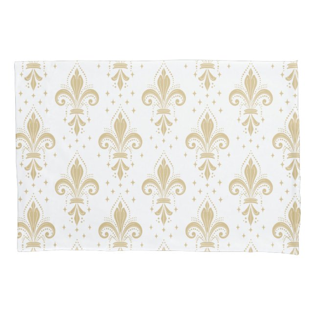 Housse D'oreillers Motif transparent gras fleur de lis sur blanc (devant)