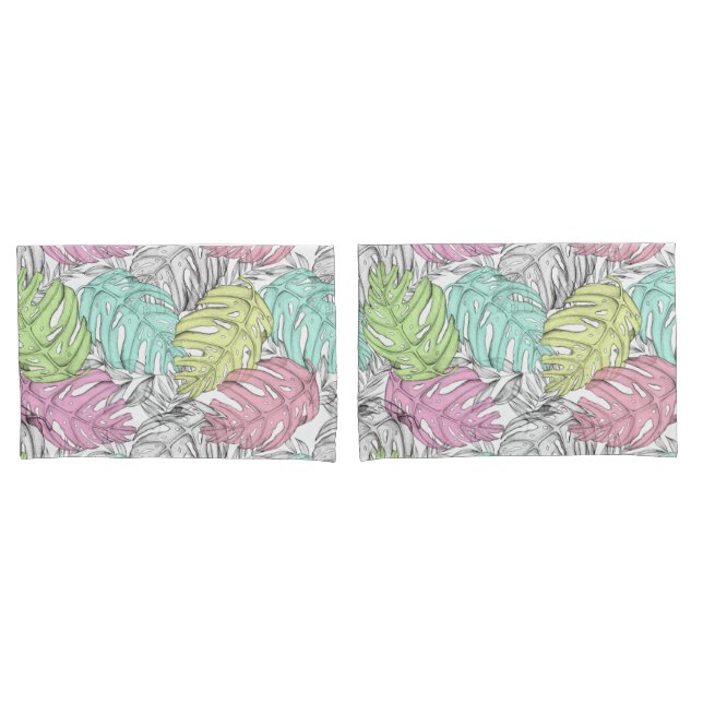 Housse D'oreillers Motif tropical (devant-Set)