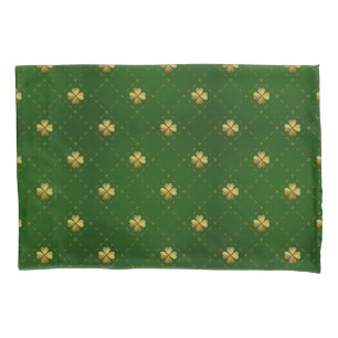 Housse D'oreillers Motif vert d'or de trèfle