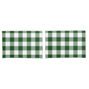 Housse D'oreillers Motif vert et blanc de guingan