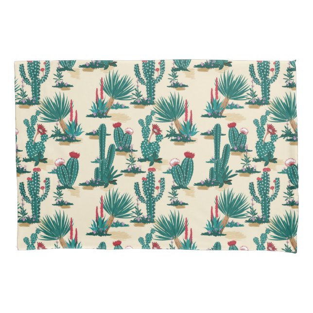 Housse D'oreillers Motif vert et rouge de cactus (devant-gauche)