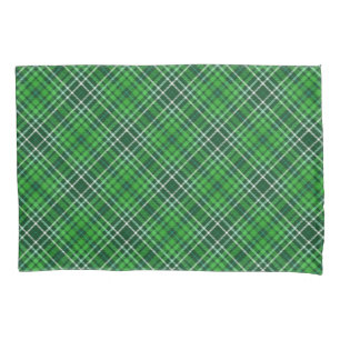 Housse D'oreillers Motif vert-foncé et de Forest Green de plaid