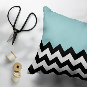 Housse D'oreillers Motif Zigzag noir et blanc, Chevron, Bleu