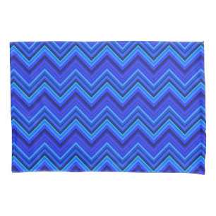Housse D'oreillers Motif zigzag rayures bleues