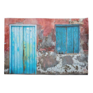 Housse D'oreillers Mur, porte et volets colorés