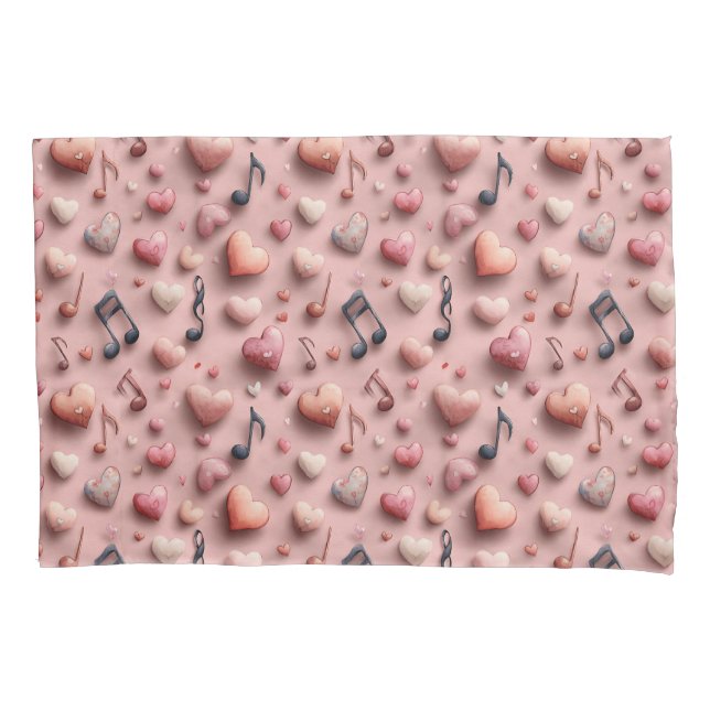 Housse D'oreillers Musical Hearts Valentines Pattern (devant)