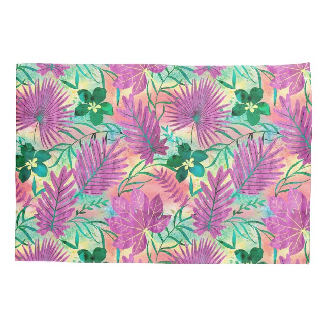 Housse D'oreillers Nalani Hawaiian Tropical Garden Fuchsia (Dos)