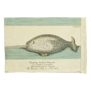 Housse D'oreillers Narwhal Antique Baleine Aquarelle Art scientifique