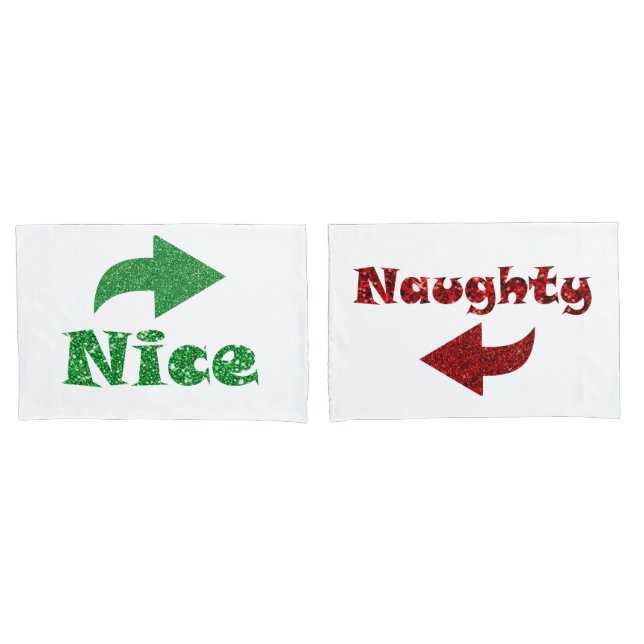 Housse D'oreillers Naughty ou Nice drôle Noël (devant-Set)