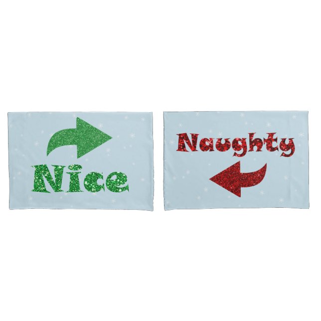 Housse D'oreillers Naughty ou Nice Funny Bleu Noël (devant-Set)