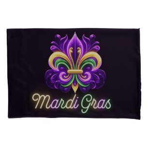 Housse D'oreillers Neon Mardi Gras Fleur de lis coloré
