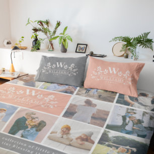 Housse D'oreillers N'importe quelle couleur Monogramme de nom de fa