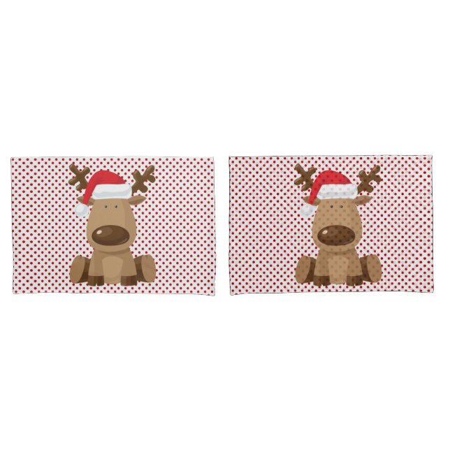 Housse D'oreillers Noël Coussin Coques Reindeer Polka Dot Polkadot (devant-Set)
