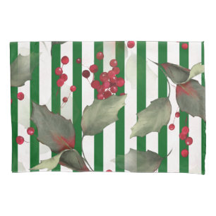 Housse D'oreillers Noël Holly Motif Grandes Vertes