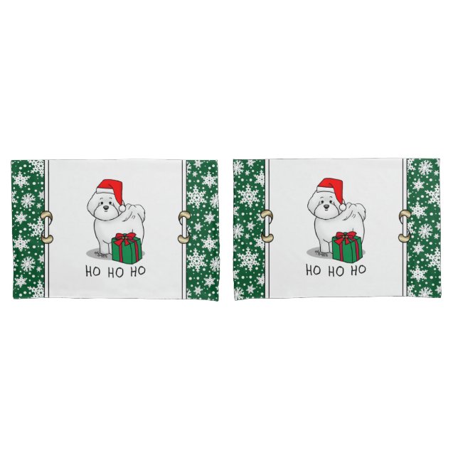 Housse D'oreillers Noël Père Noël Bichon Frise Chien mignonne (devant-Set)