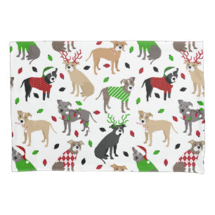 Housse D'oreillers Noël Pitbull Chiens Coussin Coque
