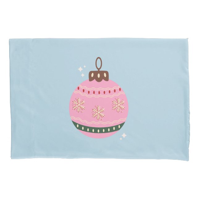 Housse D'oreillers Noël Rétro Bauble Rose Bleu Preppy Holiday (devant)