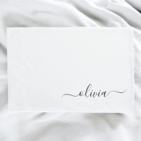 Noir Blanc moderne Script Girl Monogramme Nom
