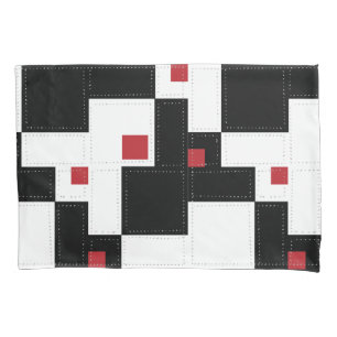 Housse D'oreillers Noir Blanc Rouge Moderne Patchwork Vintage