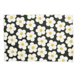 Housse D'oreillers Noir Vibrant Y2K Fleur sauvage Bold Retro Spring