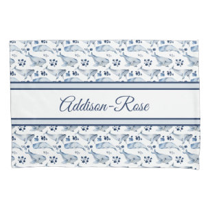 Housse D'oreillers Nom Blue White Whale Ocean Motif Nursery