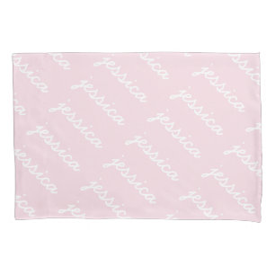 Housse D'oreillers Nom cursif rose de votre nom
