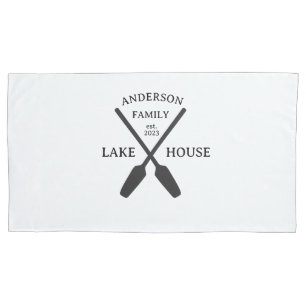 Housse D'oreillers Nom de famille personnalisé Lake House