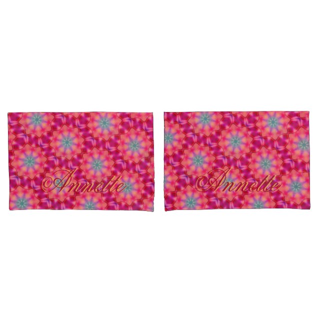 Housse D'oreillers Nom du monogramme Motif couleur bleu étoile | (devant-Set)