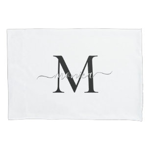 Housse D'oreillers Nom monogramme noir et blanc Minimal