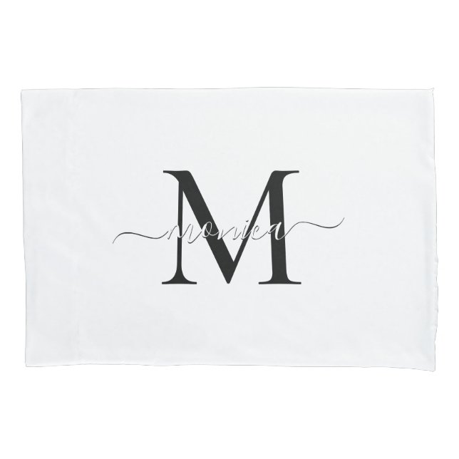 Housse D'oreillers Nom monogramme noir et blanc Minimal (devant)