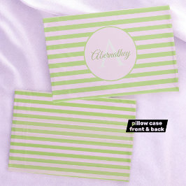 Housse D'oreillers Nom personnalisé Monogramme Pastel Pink Green Gril